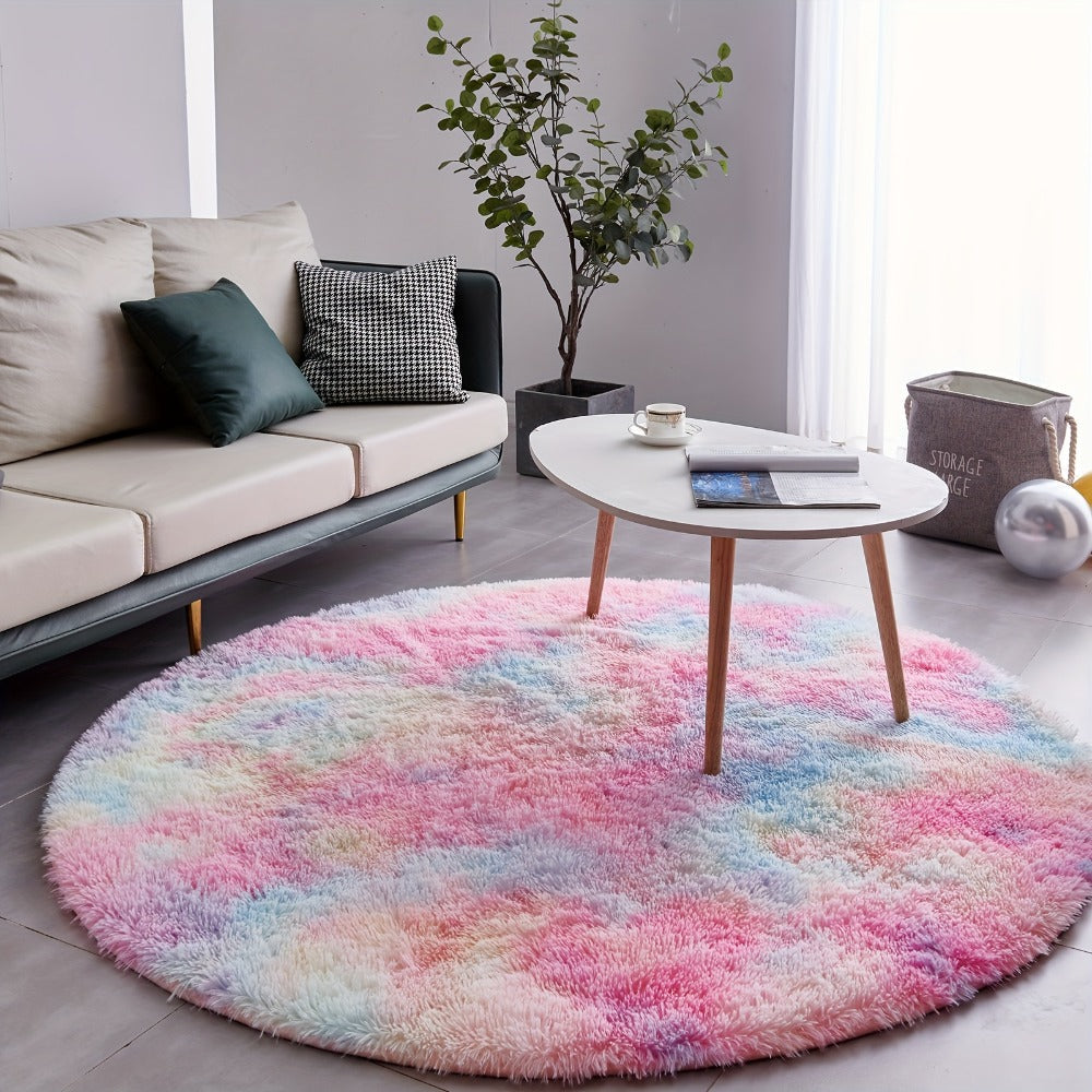 Round Shaggy Plush Rug ¨C Soft Fluffy Circular Carpet for Bedroom & Living Room, Easy Clean