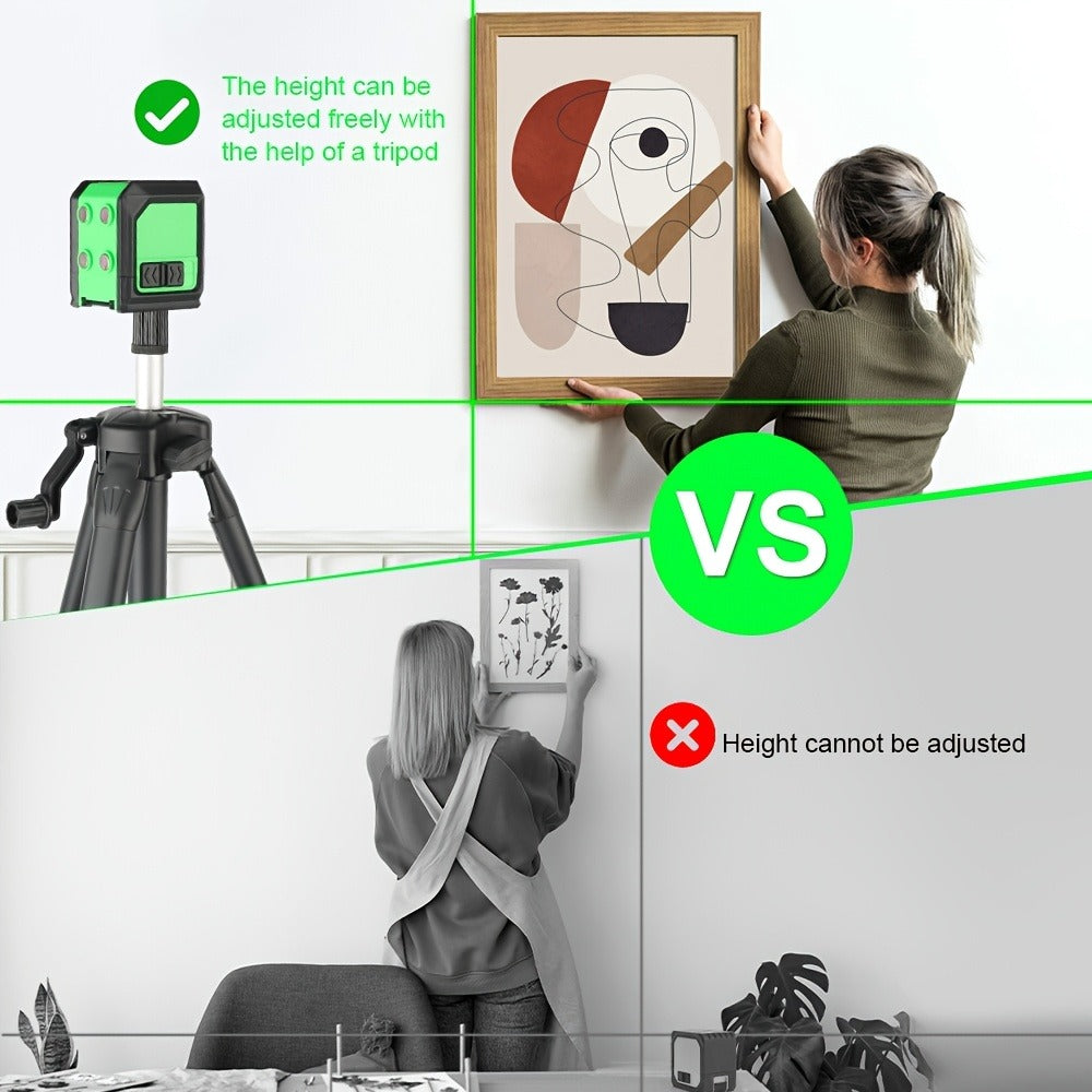 Green Laser Level Self Leveling Cross Line Horizontal Vertical Green Beam Laser with 39 Inch Adjustable Tripod Rotating Head for Home Decoration Construction Tiling Alignment