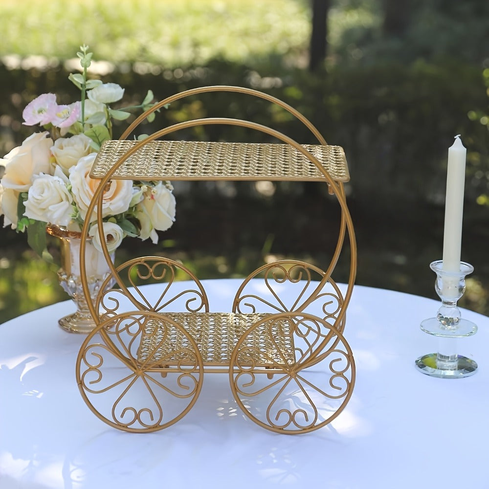 Cake Stand Pedestals Set of 3 | Golden Metal Geometric Stackable Dessert Display with Square Plastic Top | Multi-Tier Cupcake Tower for Wedding, Birthday, Holiday Party, Seasonal Table Decor