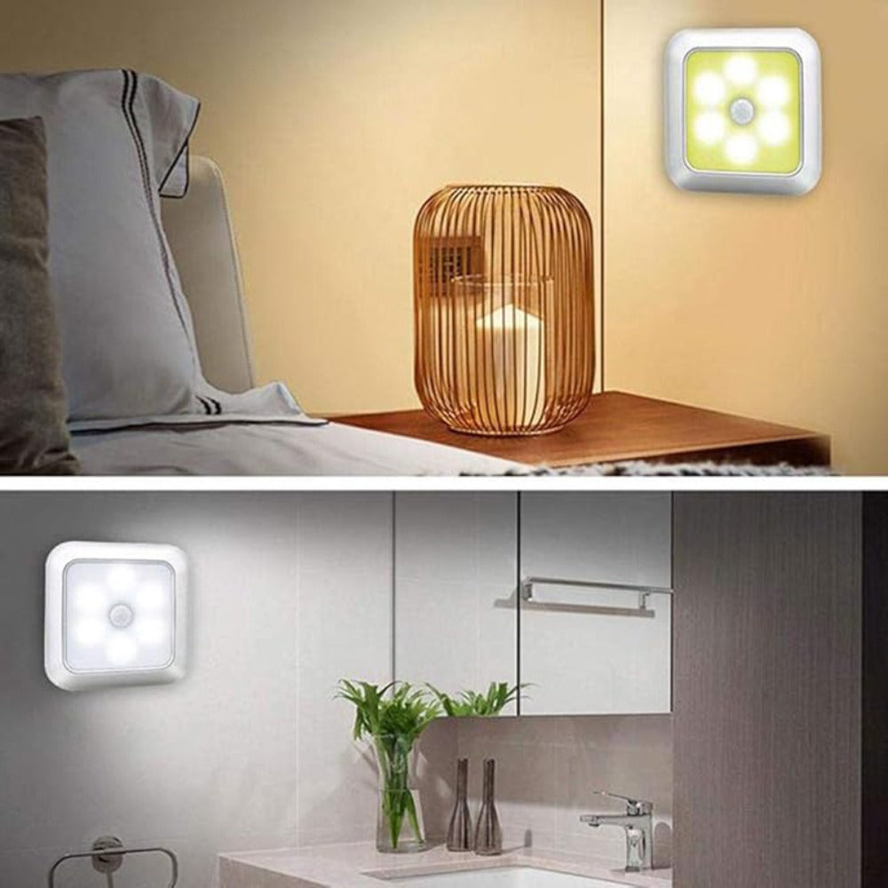 LED Night Light Motion Sensor Battery Powered Dusk to Dawn Smart Sensor Compact Nightlight for Bedroom Toilet Stairs Hallway Closet Warm White Cool White 2 Pack