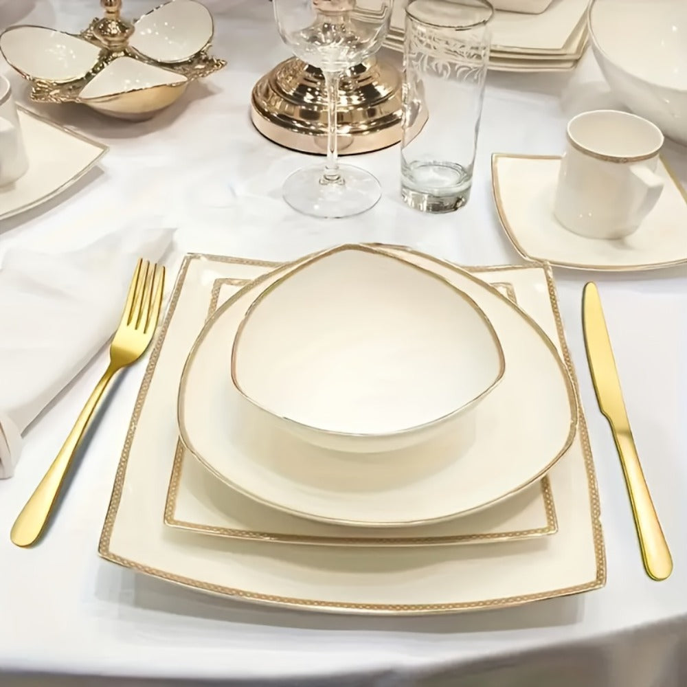 Flatware Set for 12, 60-Piece 304 Stainless Steel Cutlery Set with Mirror Polish & Titanium Plated Finish ¡ª Dishwasher Safe Silverware with Knife, Fork & Spoon | Silver, Gold & Rainbow