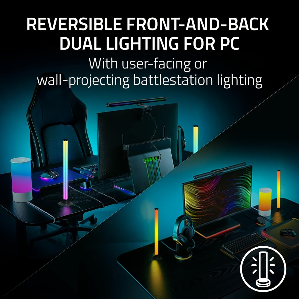 RGBIC LED Light Bar Music Sync RGB Ambient Lighting USB Powered 64+ Modes 16 Million Colors App Remote Control Desktop TV Backlight Mood Lamp Room Decor Night Light 2pcs