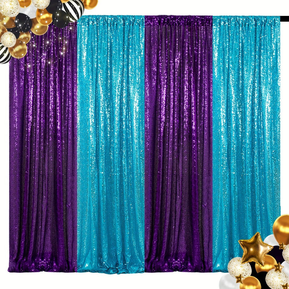 Sequin Backdrop Curtain 4 Panels 2FTx8FT ¨C Shimmer Glitter Background for Wedding Party Photo Booth Decoration