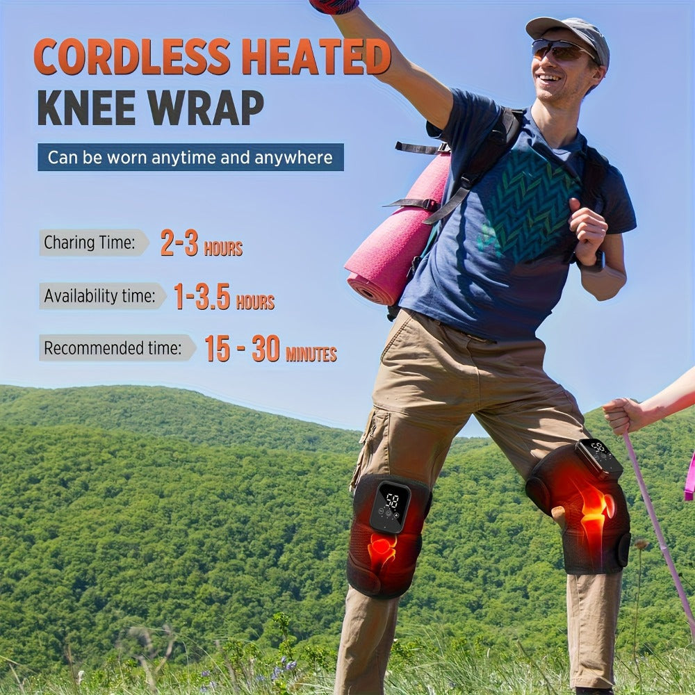 Heated Knee Massager with Heat and Vibration Massage ¨C Wireless Portable Electric Knee Brace Wrap for Pain Relief, Arthritis, Joint Stiffness ¨C 3-in-1 Shoulder Elbow Knee Heating Pad, Gift for Elderly