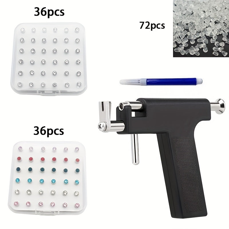 Ear Piercing Tool Set Reusable - Safe Ear Piercing Kit with Ear Studs, Professional Piercing Gun for Home & Salon Use, Unisex, Hypoallergenic Ear Studs Included, Multiple Combination Options