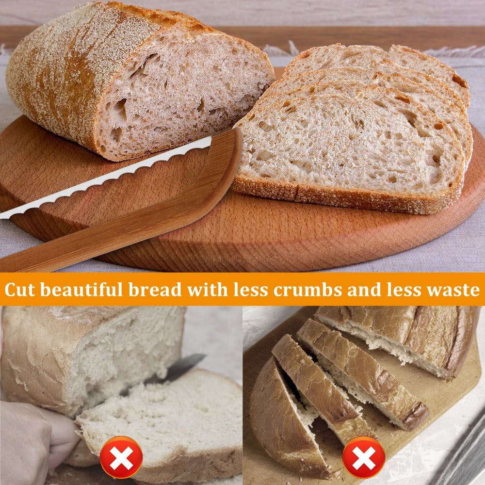 Serrated Bread Knife ¨C 304 Stainless Steel Blade with Bamboo Handle, 15.7¡± Bread Slicer for Sourdough, Bagels, Baguettes & Homemade Loaves
