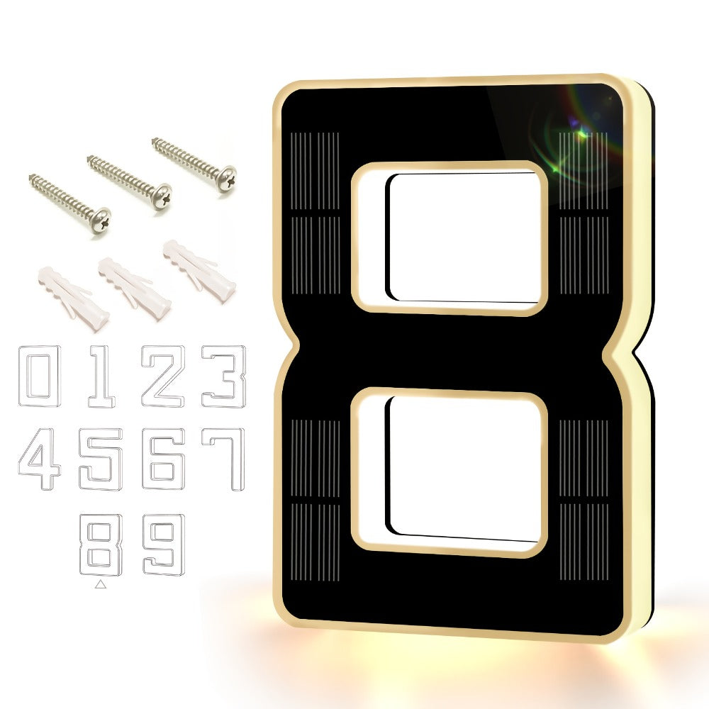LED Solar House Number Light 6.7 Inch Wall Mounted ¨C Smart Sensor Illuminated Address Number for Home Decor, No Wiring Energy-Saving Solar Powered Outdoor Light