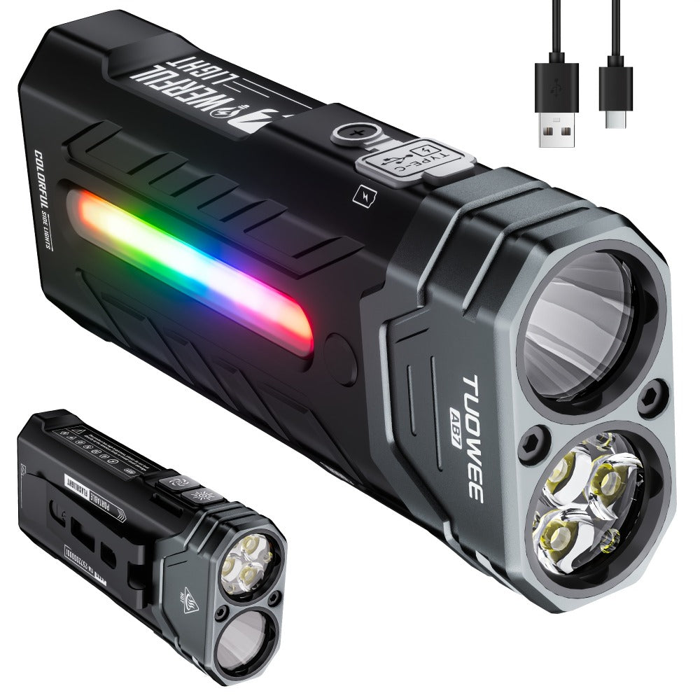 High Lumen Flashlight 5000 Lumen Ultra Bright | High-Capacity Battery Long Runtime USB Rechargeable | Lock Function Camping Night Fishing Outdoor Work Gift for Men