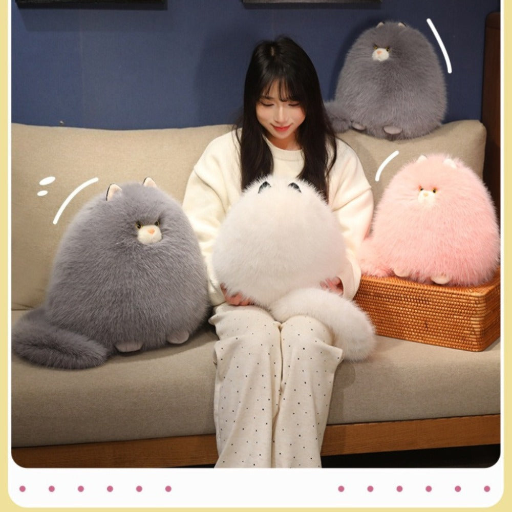 Silly Cat Plush Pillow Long Hair Stuffed Cat Hug Pillow for Sleep Comforting Soft Plush Cat Throw Pillow Cute Cat Gift for Cat Lovers Women Girls