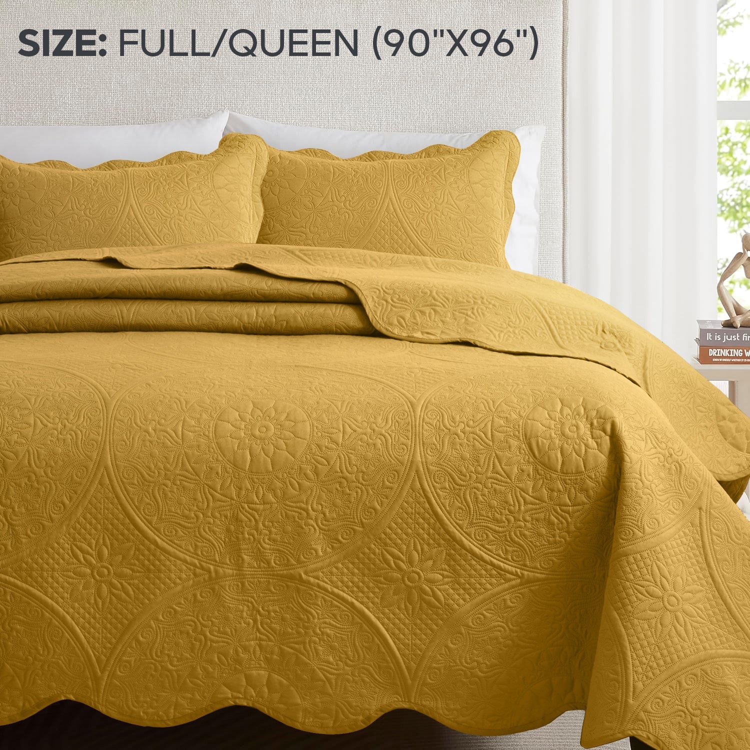 Quilted Bedspread Set 3 Piece ¨C Soft Floral Coverlet with Pillow Shams, Lightweight Breathable Quilt for Bedroom & Guest Room, All Season Bed Cover