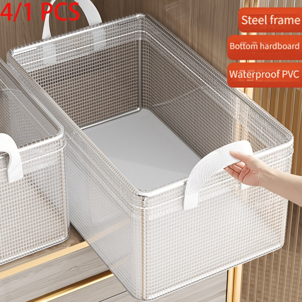 Storage Boxes Waterproof Steel Frame 26L Collapsible Fabric Bins for Clothing Household Sundries Closet Bedroom Organization Space Saving Home Storage Containers with Lid