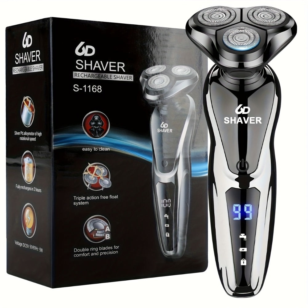 Cordless Foil Electric Shaver for Men 3D Floating Head LED Display Rechargeable Wet Dry Razor Close Shave Beard Trimmer Valentine's Day Gift