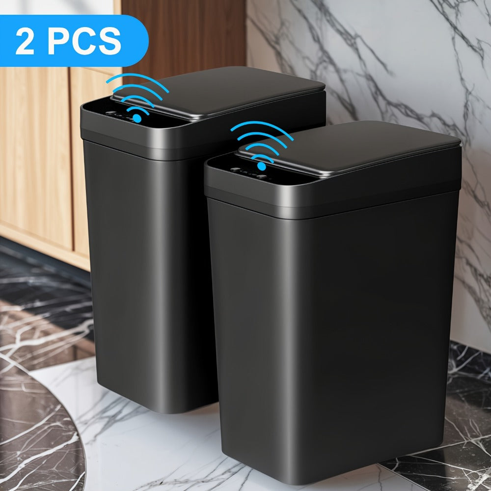 Motion Sensor Trash Can 2 Pack Touchless Automatic 4.2 Gal and 2.6 Gal with Lids Narrow Electric Garbage Bin for Bathroom Bedroom Office