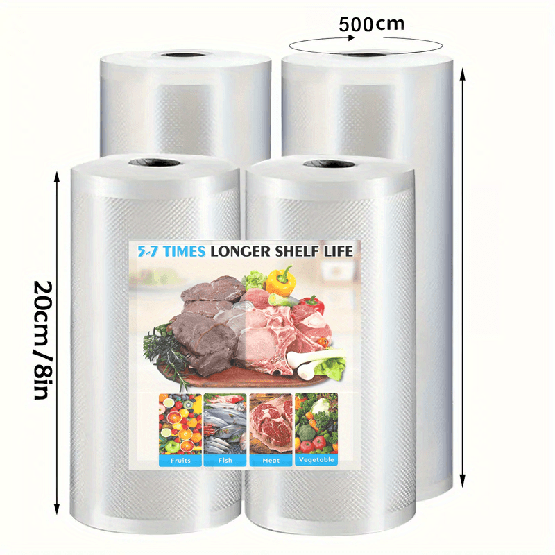 Vacuum Sealer Bags Reusable Airtight Food Storage Bags Multiple Sizes ¨C No Power Needed, Keep Meat, Fruits & Vegetables Fresh Longer, BPA-Free Roll Bags for Kitchen Organization & Meal Prep