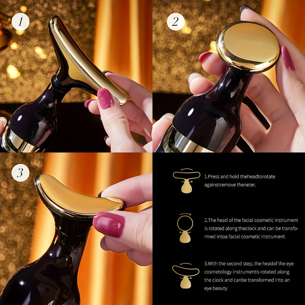 Facial Massager 3-in-1 with Interchangeable Heads for Face Neck Eyes