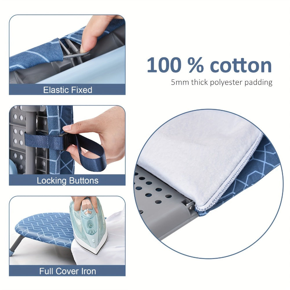 Foldable Ironing Board Tabletop, Portable Mini Ironing Board with Heat Resistant Cover & Non-Slip Feet, Small Folding Ironing Board for Home Laundry Room Dorm Apartment Travel Use, Space Saving Design