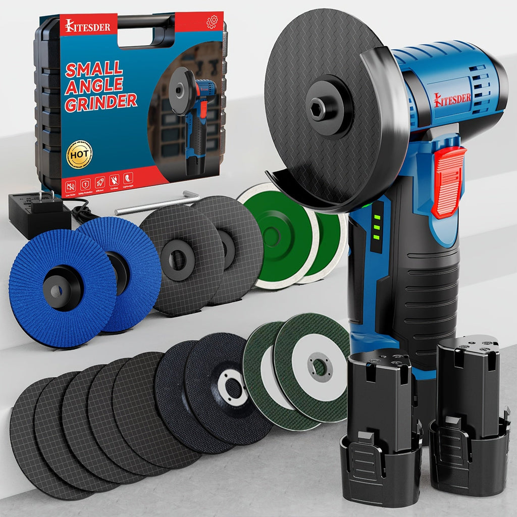 12V Cordless Angle Grinder - 19500 RPM Electric Sander & Polisher for Metal, Wood & Home Repairs, Multi-Function Grinding Tool