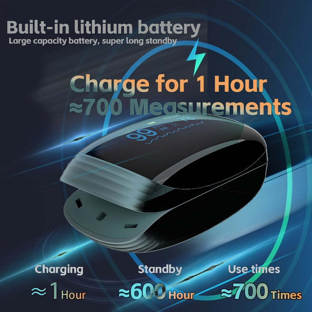 Fingertip Pulse Oximeter FDA Cleared Rechargeable SpO2 Blood Oxygen Monitor with Pulse Rate PI Respiratory Rate OLED Display Fast Reading for Outdoor Sports Home Use