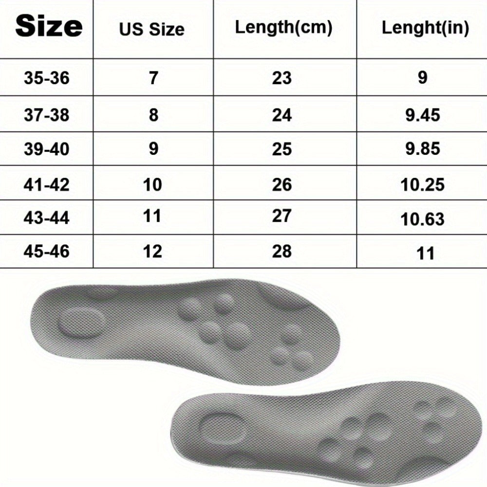 Memory Foam Insoles 3 Pairs - 4D High Elasticity Shoe Inserts for Men and Women, Breathable Comfort Insoles for Work, Sports, Walking, Standing All Day