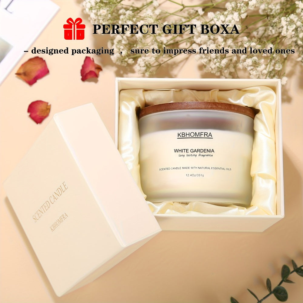 Scented Candles 3-Wick Large Soy Wax Candle 12.4oz - 70 Hour Burn Time, Natural Soy Blend & Beeswax, Luxury Gift Box, 6 Scents: Vanilla Coconut, Lemon Lavender, Jasmine, Citrus Sage, Pink Sands, Gardenia