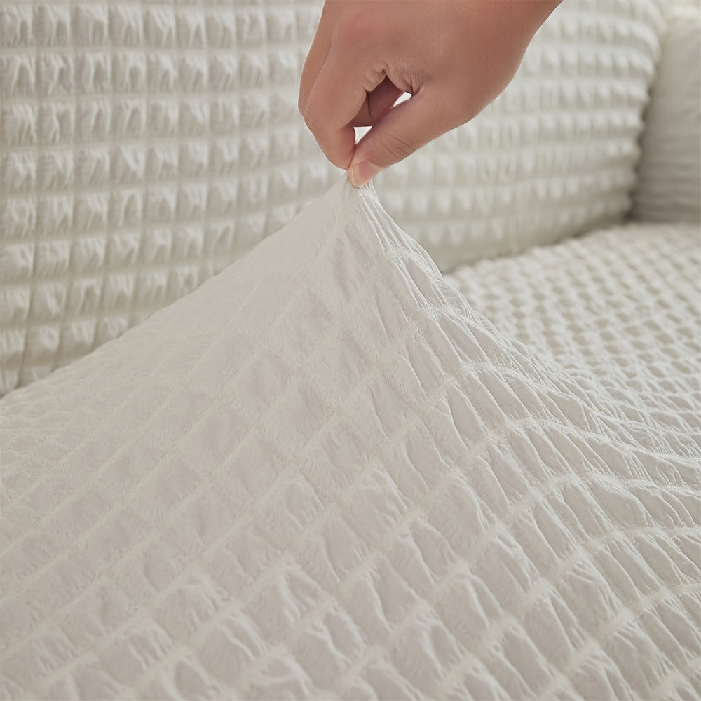 Seersucker Sofa Slipcover Elastic Band Closure Pet-Friendly All-Purpose Sofa Cover for Living Room Home Decor Protection ¡ª Single 2 4 Seater Multiple Colors