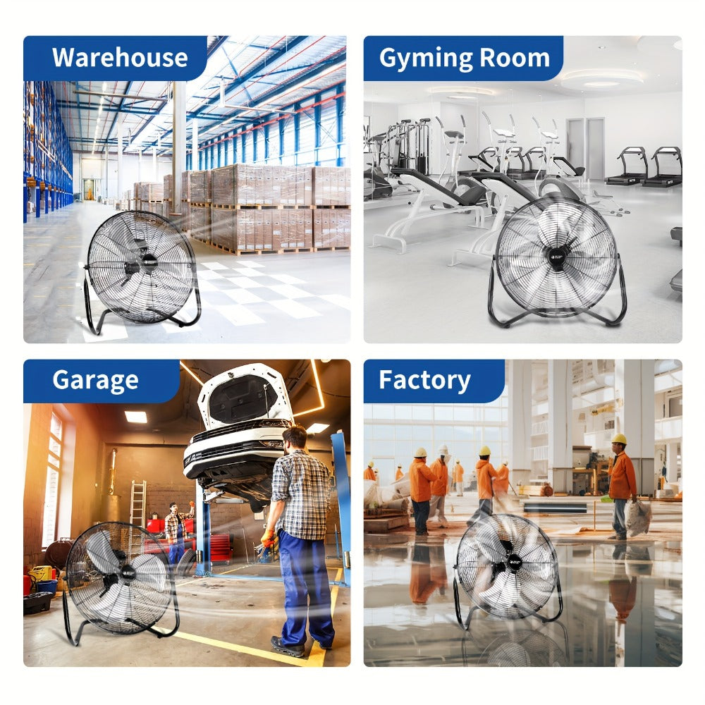 Industrial Floor Fan ¨C Heavy Duty Metal Stand Fan with 3 Speed Settings & 360¡ã Tilt, High Velocity Airflow for Warehouse, Workshop, Garage, Factory & Basement ¨C 4/9/14/20 Inch
