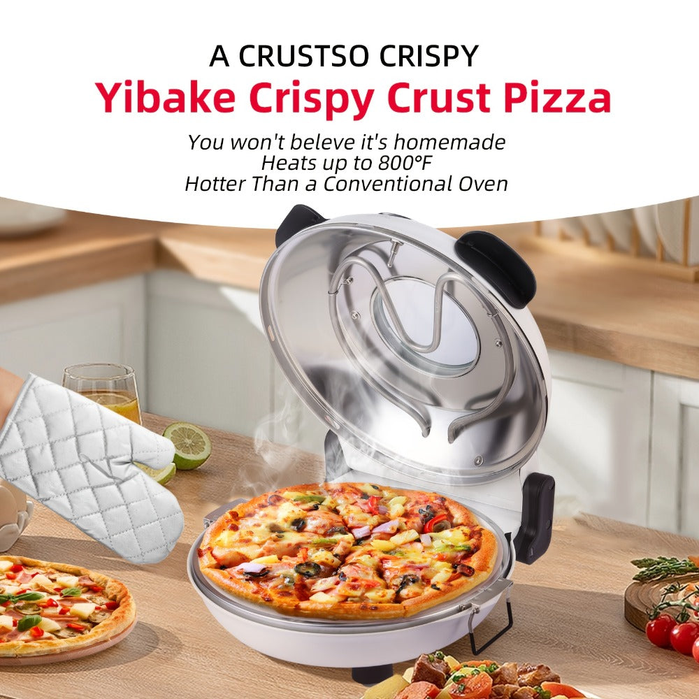 Indoor Pizza Oven Countertop ¨C 12-Inch Electric Pizza Maker Machine for Home Kitchen, Heats Up to 800¡ãF, Fast Baking Grill Oven with Even Heat Distribution, White