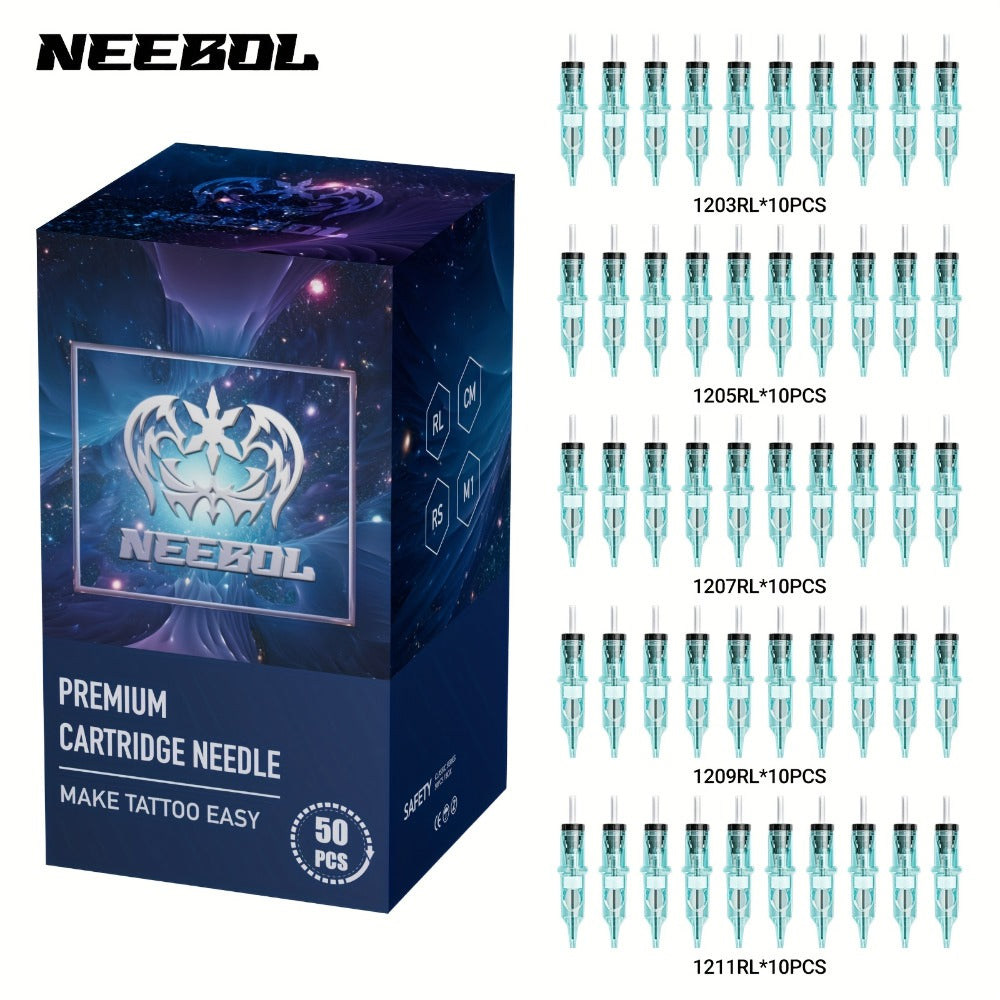 Tattoo Cartridge Needles Disposable 20/50pcs - Standard Round Liner RL & Round Magnum RM Mixed Sizes, Sterile Tattoo Needle Cartridges for Professional Artists & Beginners, Body Art Supplies