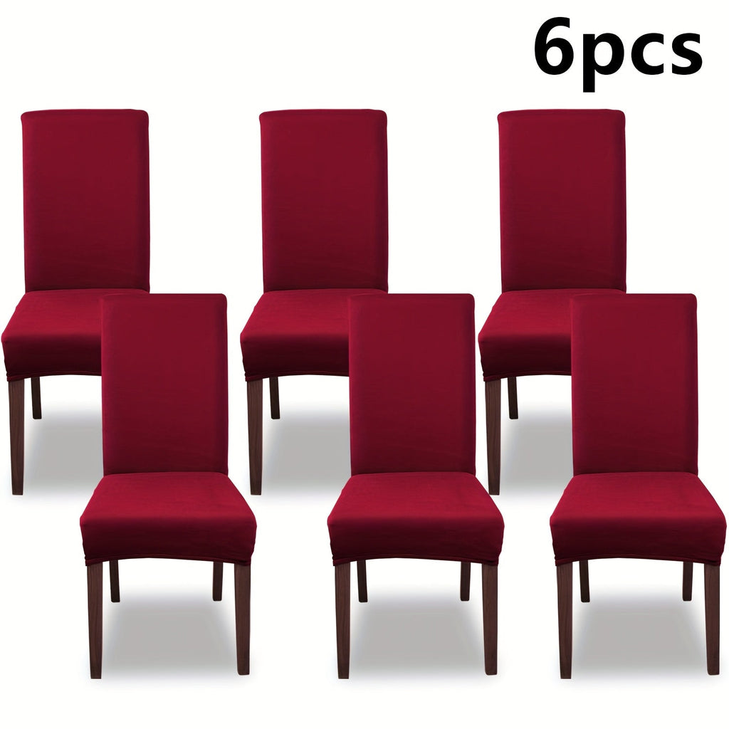 Silky Fiber Elastic Dining Chair Covers Set | Stretch Milk Fiber Slipcover, All-in-One Furniture Protector for Kitchen Wedding Office Hotel Living Room, 4pcs or 6pcs, 8 Colors
