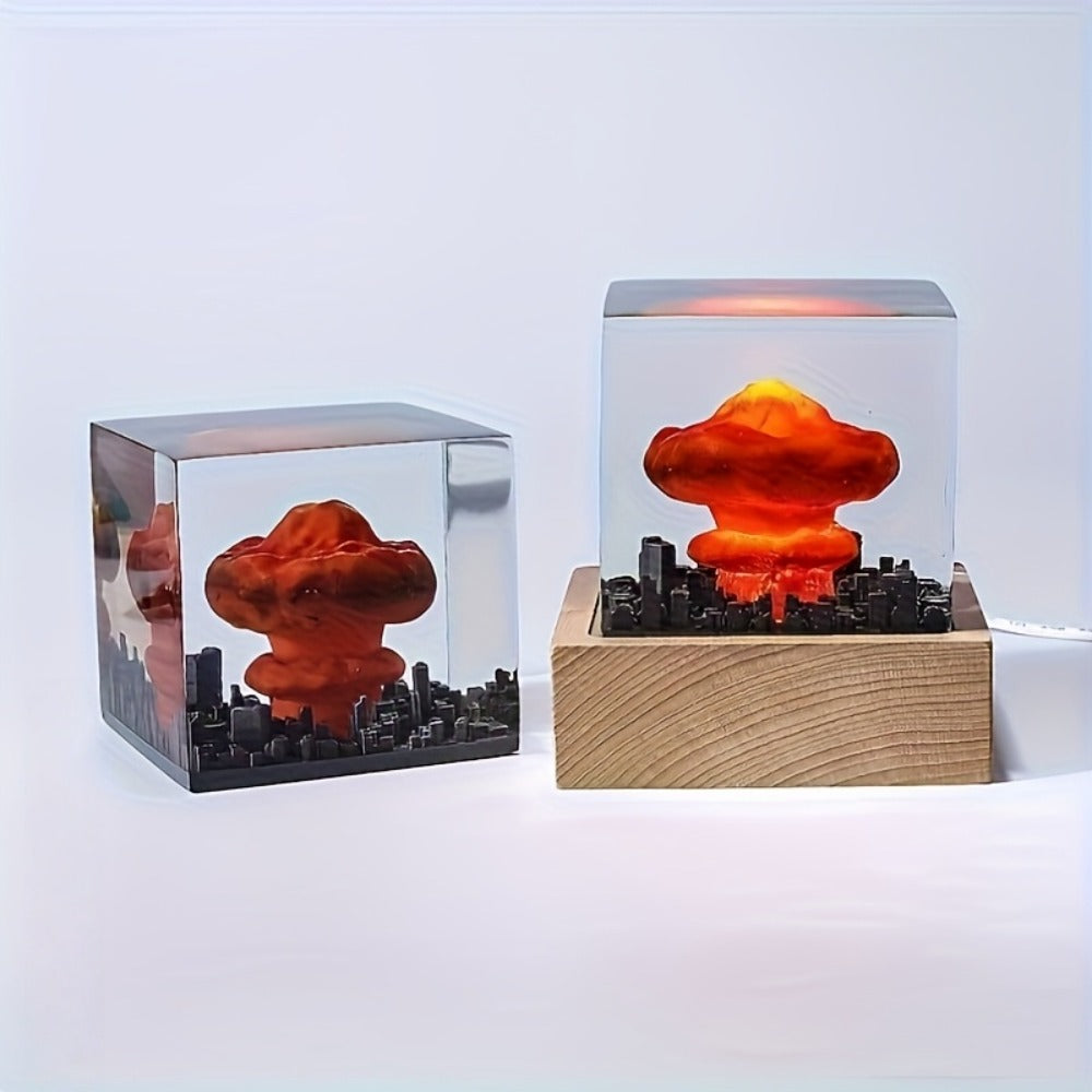 Mushroom Cloud Night Light ¨C USB Powered LED Atomic Bomb Glow Lamp, Sci-Fi Desktop Decoration Art Piece, Unique Gift for Nuclear Enthusiasts, Bedroom Living Room Office Decor