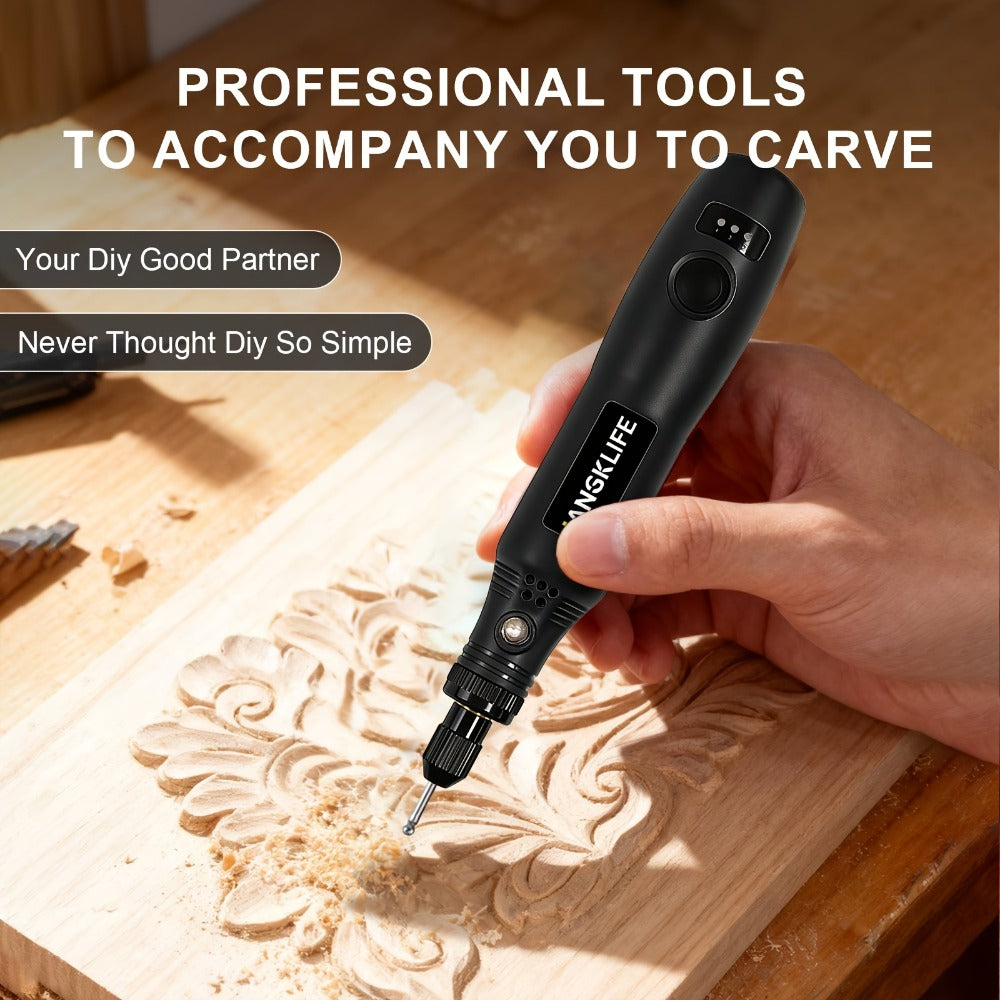 Cordless Rotary Tool Set Rechargeable Engraving Pen ¨C Adjustable Speed Electric Wood Carving Tool for Grinding Polishing Etching Cutting DIY Craft