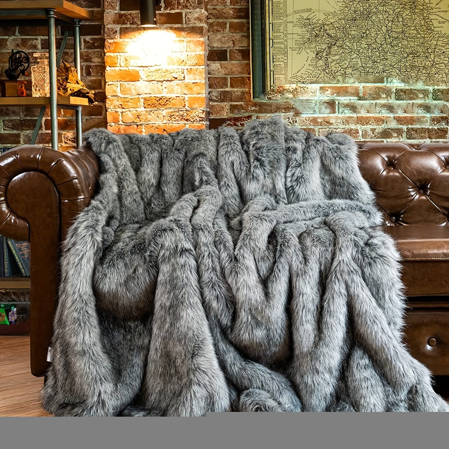 Long Hair Fluffy Reversible Plush Velvet Throw Blanket ¨C 300-350gsm Soft Elegant Throw for Couch & Bed, 6 Colors, 2 Sizes