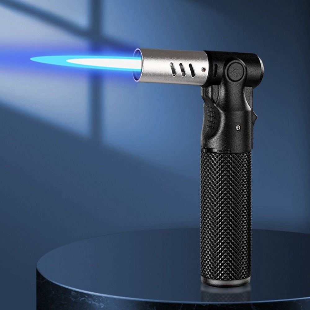 Windproof Torch Lighter ¨C Refillable Jet Flame Butane Lighter with 360¡ã Inverted Ignition, 1800¡ãC High Temp Blowtorch, Flame Size Adjustment, Portable for Camping, BBQ, Welding, Soldering (Butane Not Included)
