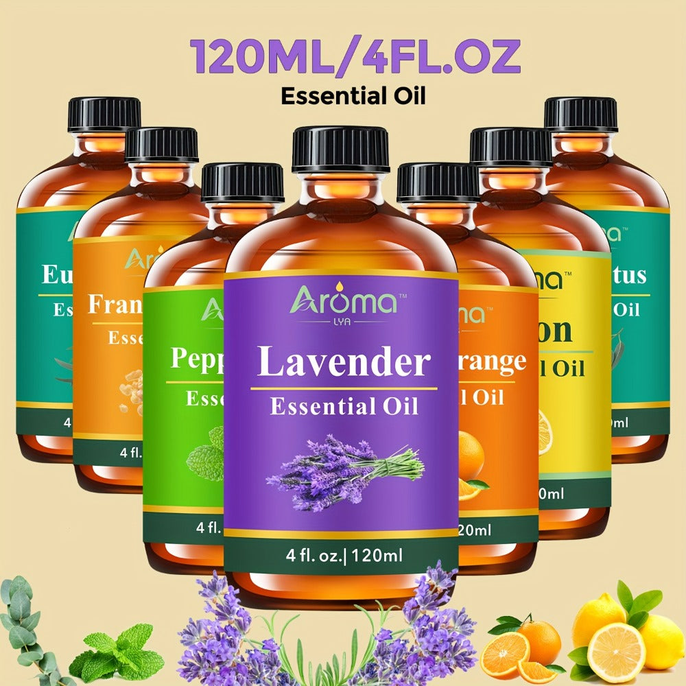 Pure Essential Oils 4oz Lavender Tea Tree Eucalyptus Peppermint Lemon Frankincense Sweet Orange for Diffuser Humidifier Soap Candle Making Body Oil Aromatherapy