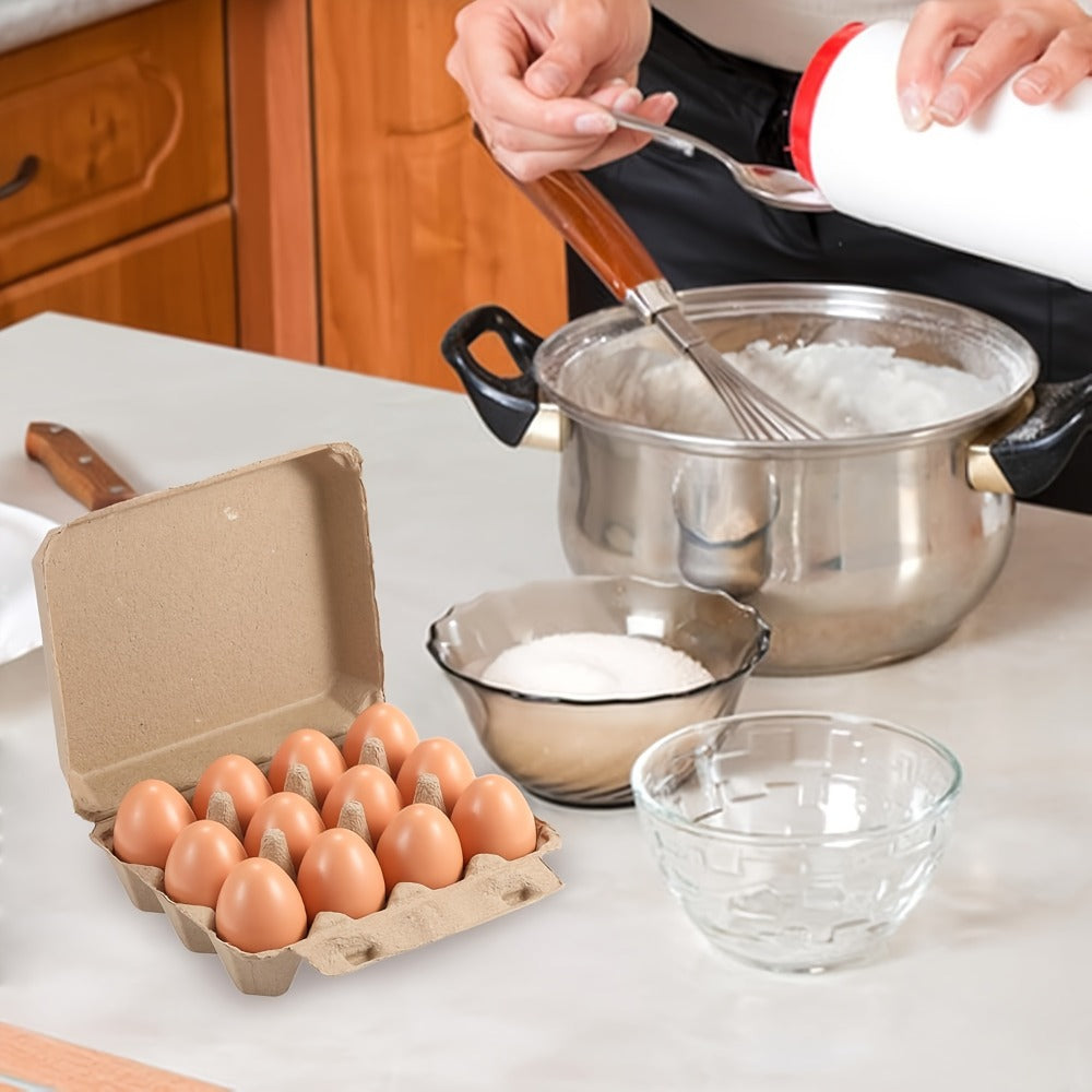Egg Cartons 12 Egg Holder Reusable Pulp Egg Storage Container Box for Kitchen Chicken Coop Farmhouse Fridge Organizer Egg Tray 3x4 Grid Natural Cardboard Egg Crate for Fresh Eggs 10 25 Pack