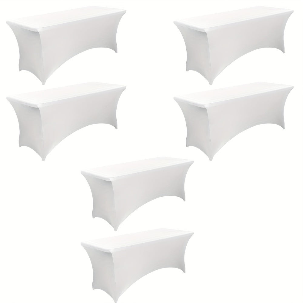 6 Foot Stretch Tablecloth 6/12/24 Pack - Rectangular Spandex Table Cover for Weddings, Trade Shows & Events