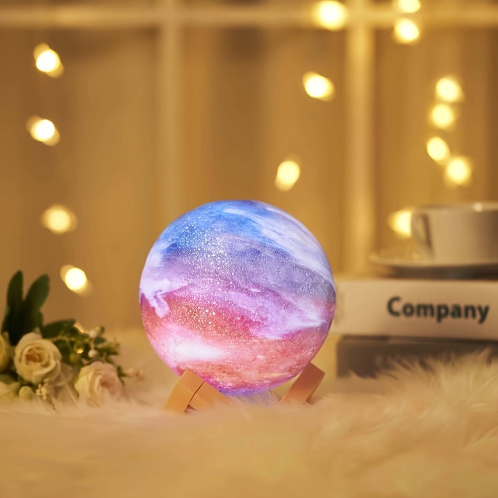 3D Moon Lamp 16 Colors LED Night Light with Remote Control USB Powered Solid Wood Stand 16 Inch Colorful Ball Moon Light Unique Birthday Gift for Bedroom Home Decor Kids Adults