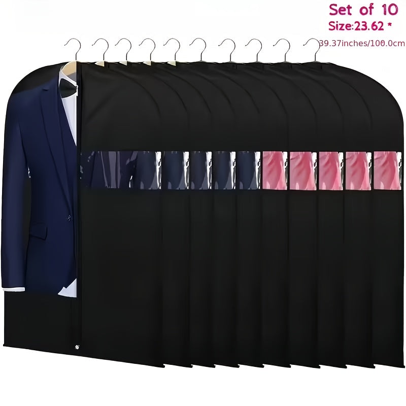 Garment Bags with Zipper Closure & Dust Protection for Suits Dresses Shirts ¨C Set of 5 Reusable Black Cover Bags