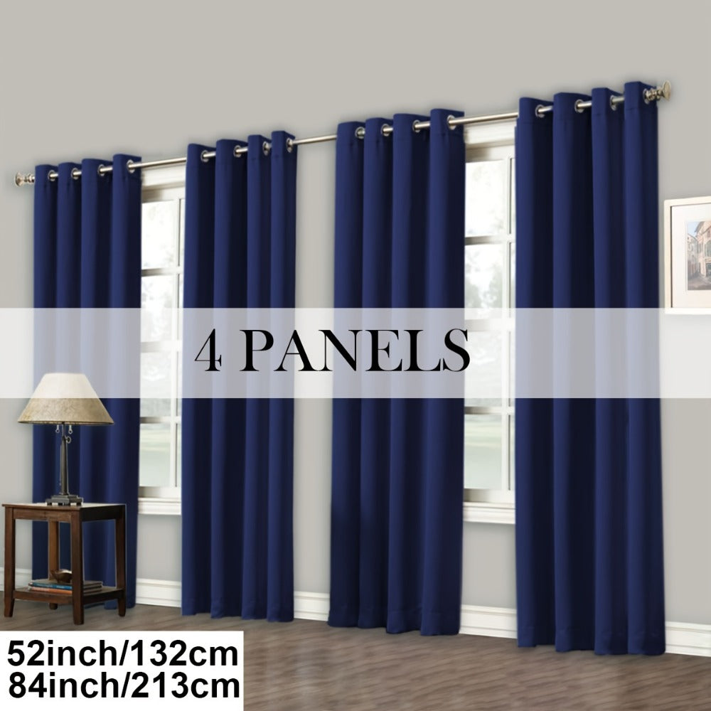 Blackout Curtains Grommet Top Room Darkening Window Drapes 4 Panels Set Living Room Bedroom