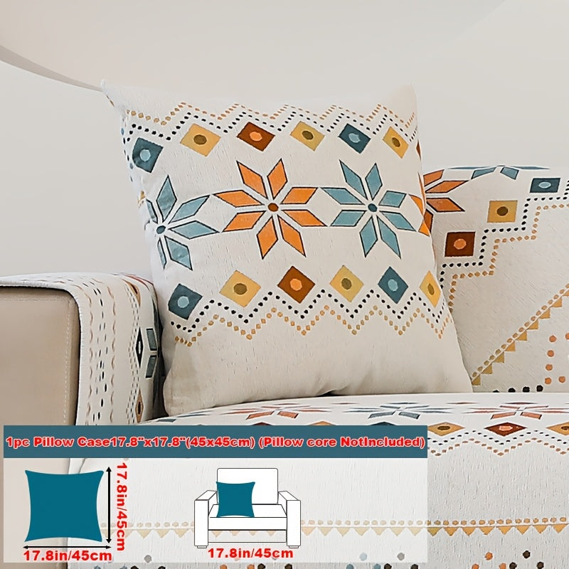 Chenille Sofa Cover Bohemian Style Jacquard Knit Anti-Slip Pet Friendly All Season Sofa Mat Protector - Single 2 3 4 Seater Armrest Backrest Pillow Case Grey White Yellow