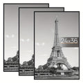 Poster Frame 24x36 Black 3 Pack, Slide-In Picture Frames for Horizontal or Vertical Wall Mounting, Scratch-Proof Lightweight Gallery Wall Photo Frame for Art Prints Diplomas