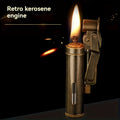 Retro Copper Kerosene Lighter ¨C Pure Copper Vintage Flip Top One-Click Ignition Lighter, Nostalgic Personality Design, Windproof Refillable Kerosene Lighter, Unique Gift for Men Friends (Kerosene Not Included)