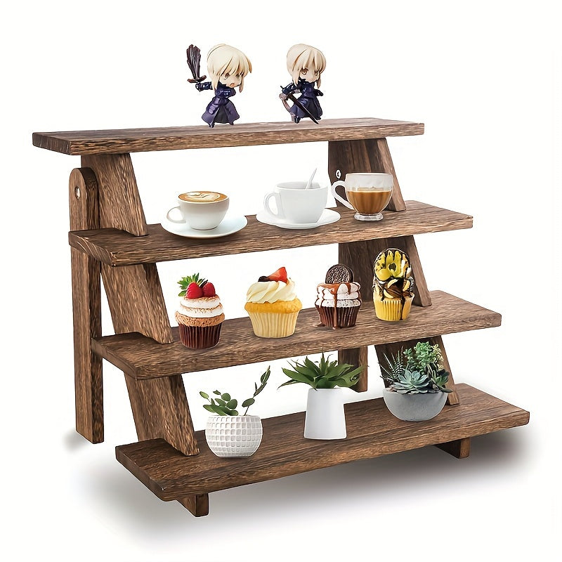 Cupcake Stand 4 Tier Rustic Wooden Dessert Tower Tool-Free Assembly for Birthday Baby Shower Wedding Halloween Christmas Party Display