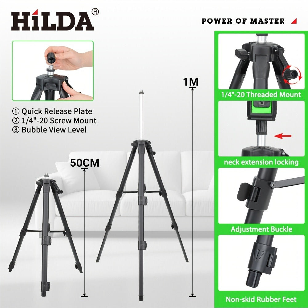 Green Laser Level Self Leveling Cross Line Horizontal Vertical Green Beam Laser with 39 Inch Adjustable Tripod Rotating Head for Home Decoration Construction Tiling Alignment