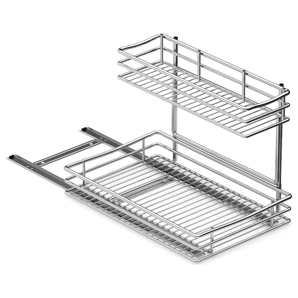 Cabinet Pot & Pan Organizer Rack with 10 Adjustable Dividers, 11¡±W x 17.5¡±D x 8.3¡±H, Chrome Steel Kitchen Storage
