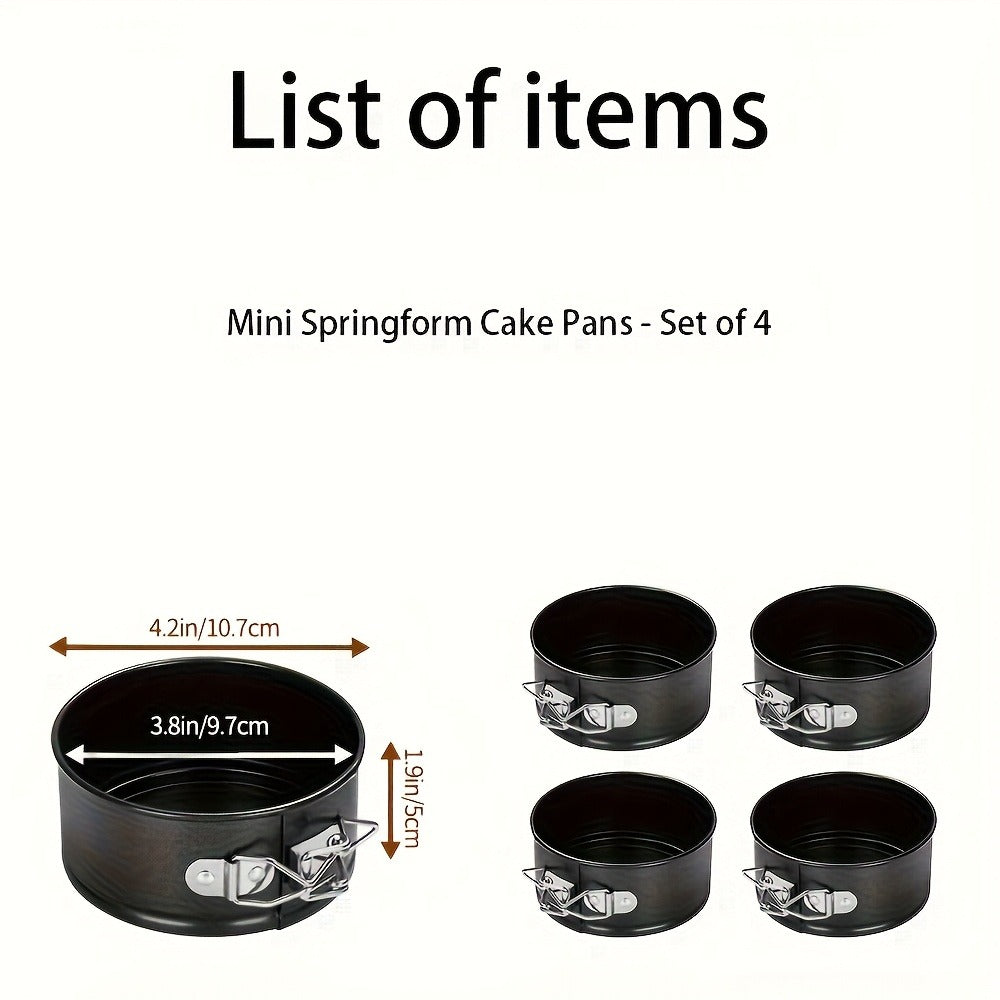 Springform Cake Pan Set, Nonstick Carbon Steel Cheesecake Pan with Removable Bottom & Locking Latch, Round Springform Pan for Cheesecake Pizza Quiche Mousse, 4-Inch Set or 4¡±/7¡±/9¡± 3-Piece Set