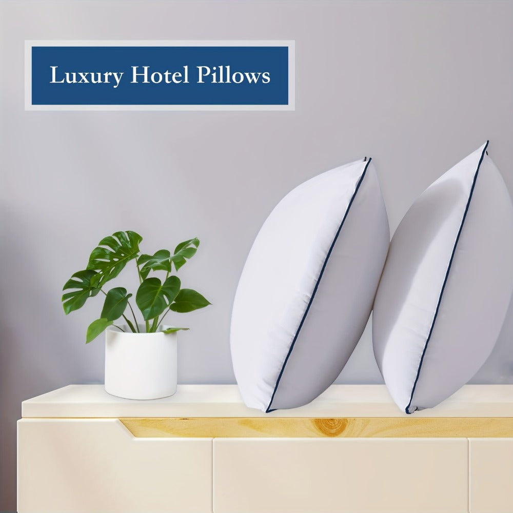 Hotel Quality Sleep Pillows Firm Support Cool-to-Touch Fiber Fill 2/4 Pack - Back Stomach Side Sleeper Pillow Set Soft Breathable Bed Pillows Standard Queen King Size