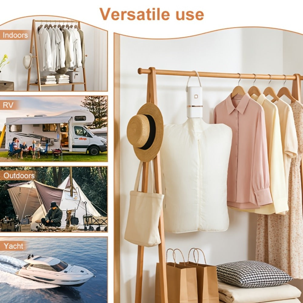 Foldable Portable Electric Clothes Dryer Compact Lightweight Travel Drying Machine for Apartments Dorms RVs Hotels Quick Dry Clothes White Gold Frame