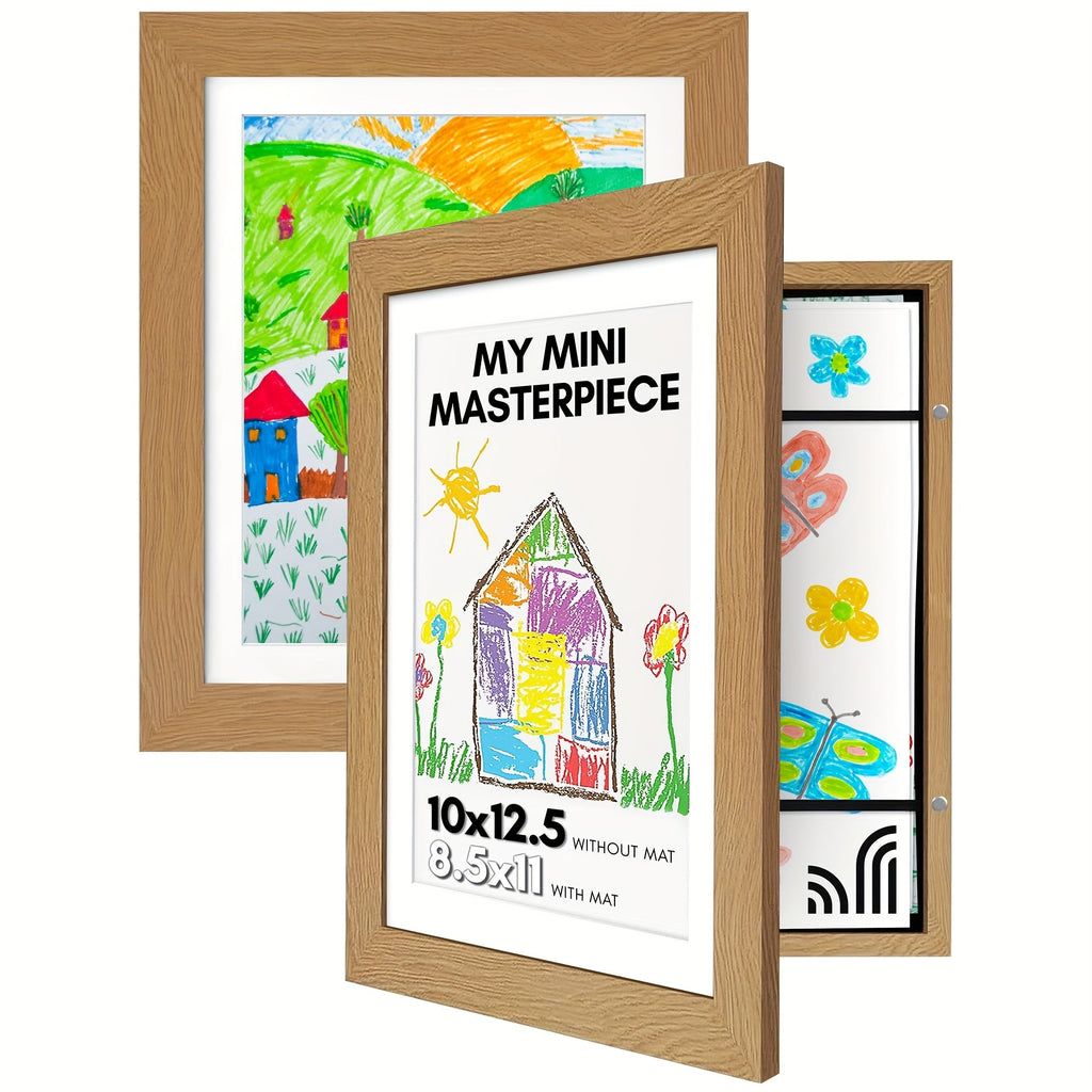 Kids Artwork Frame Front Opening Changeable 8.5x11 Children Art Display Picture Frame Holds 100+ Pieces for Drawing Crafts Photos 2 Pack 4 Pack Wood White