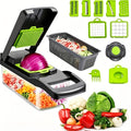 14-in-1 Vegetable Chopper & Food Dicer | Stainless Steel Blades, Large Capacity Collector, Egg Separator, Easy Clean ¨C Manual Kitchen Slicer Grater